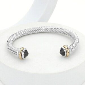 Stone Tip Twisted Rope Cuff Women Bracelet